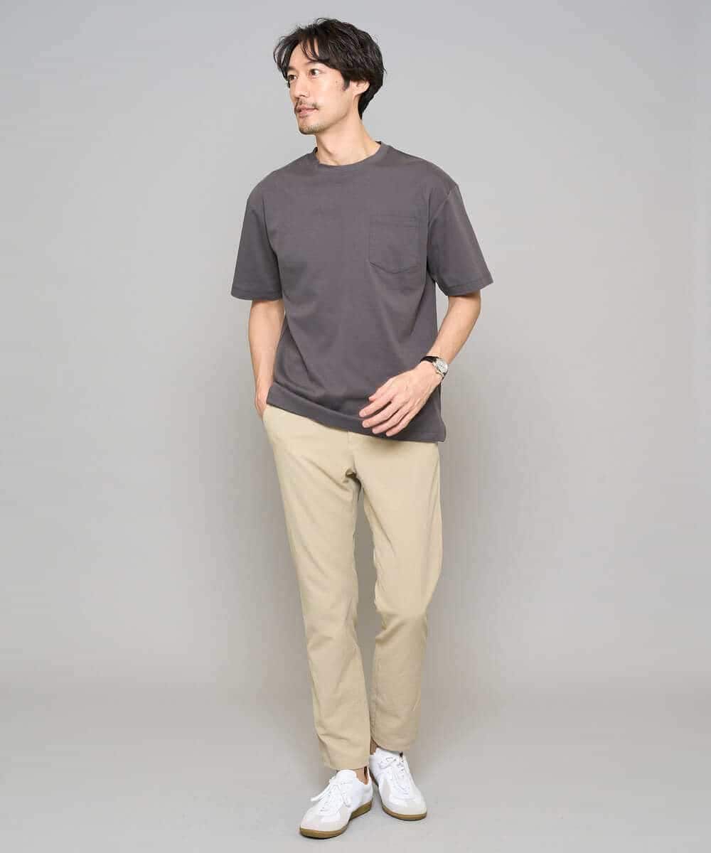 KHKGD40039 a.v.v MEN(アー・ヴェ・ヴェ) 【洗濯機で洗える/接触冷感/UVカット/毛玉になりにくい】シルケットスムースワイドシルエットカットソー ブラック