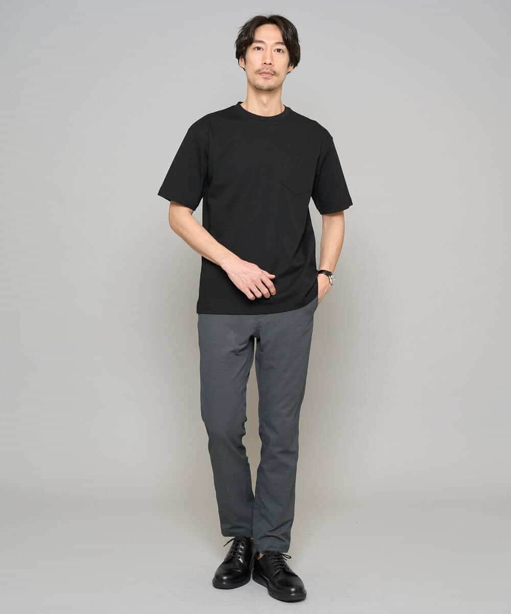 KHKGD40039 a.v.v MEN(アー・ヴェ・ヴェ) 【洗濯機で洗える/接触冷感/UVカット/毛玉になりにくい】シルケットスムースワイドシルエットカットソー ブラック