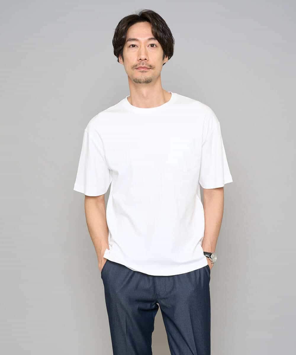 KHKGD40039 a.v.v MEN(アー・ヴェ・ヴェ) 【洗濯機で洗える/接触冷感/UVカット/毛玉になりにくい】シルケットスムースワイドシルエットカットソー ブラック