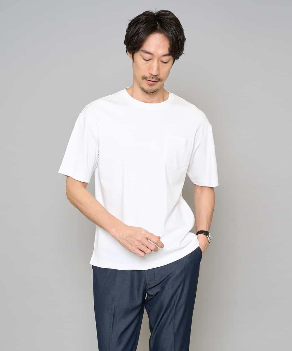 KHKGD40039 a.v.v MEN(アー・ヴェ・ヴェ) 【洗濯機で洗える/接触冷感/UVカット/毛玉になりにくい】シルケットスムースワイドシルエットカットソー ブラック