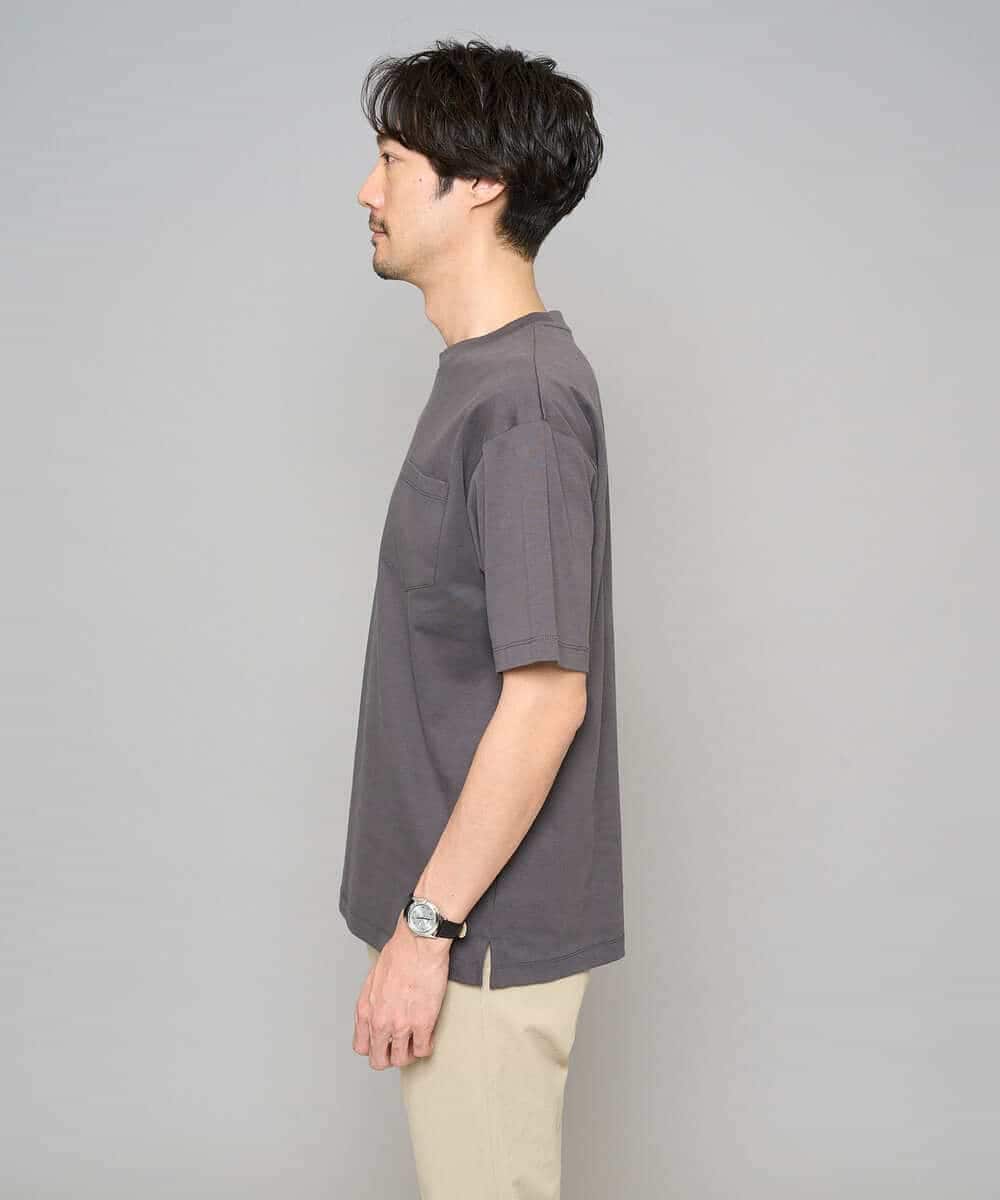 KHKGD40039 a.v.v MEN(アー・ヴェ・ヴェ) 【洗濯機で洗える/接触冷感/UVカット/毛玉になりにくい】シルケットスムースワイドシルエットカットソー ブラック