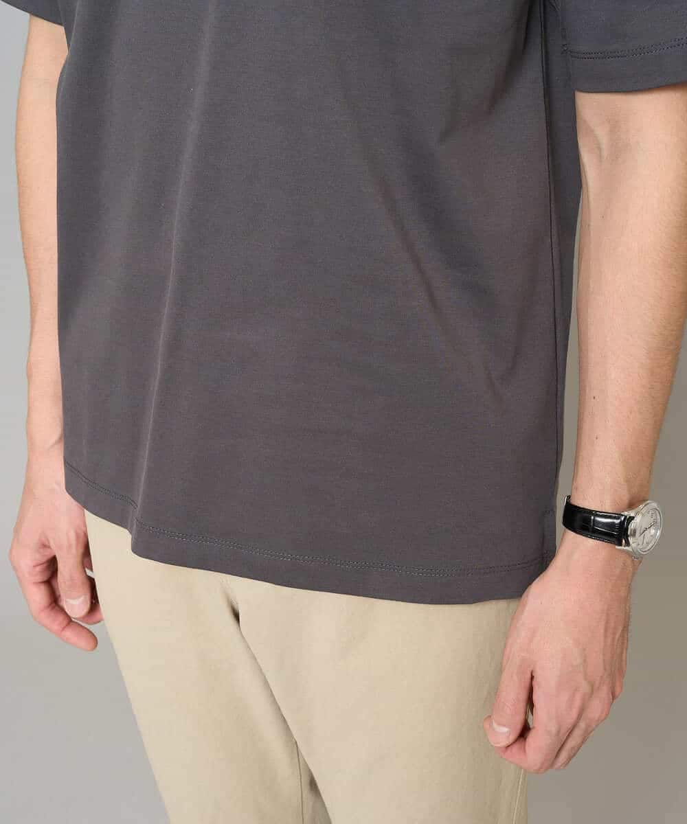 KHKGD40039 a.v.v MEN(アー・ヴェ・ヴェ) 【洗濯機で洗える/接触冷感/UVカット/毛玉になりにくい】シルケットスムースワイドシルエットカットソー ブラック