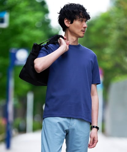 KHKGD42039 a.v.v MEN 【洗濯機で洗える/接触冷感/UVカット/毛玉になりにくい】シルケットスムースクルーネックスマートＴシャツ