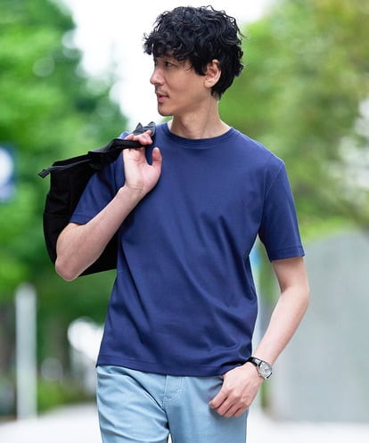 KHKGD42039 a.v.v MEN 【接触冷感/UVカット/洗濯機で洗える/毛玉になりにくい】シルケットスムースクルーネックスマートＴシャツ