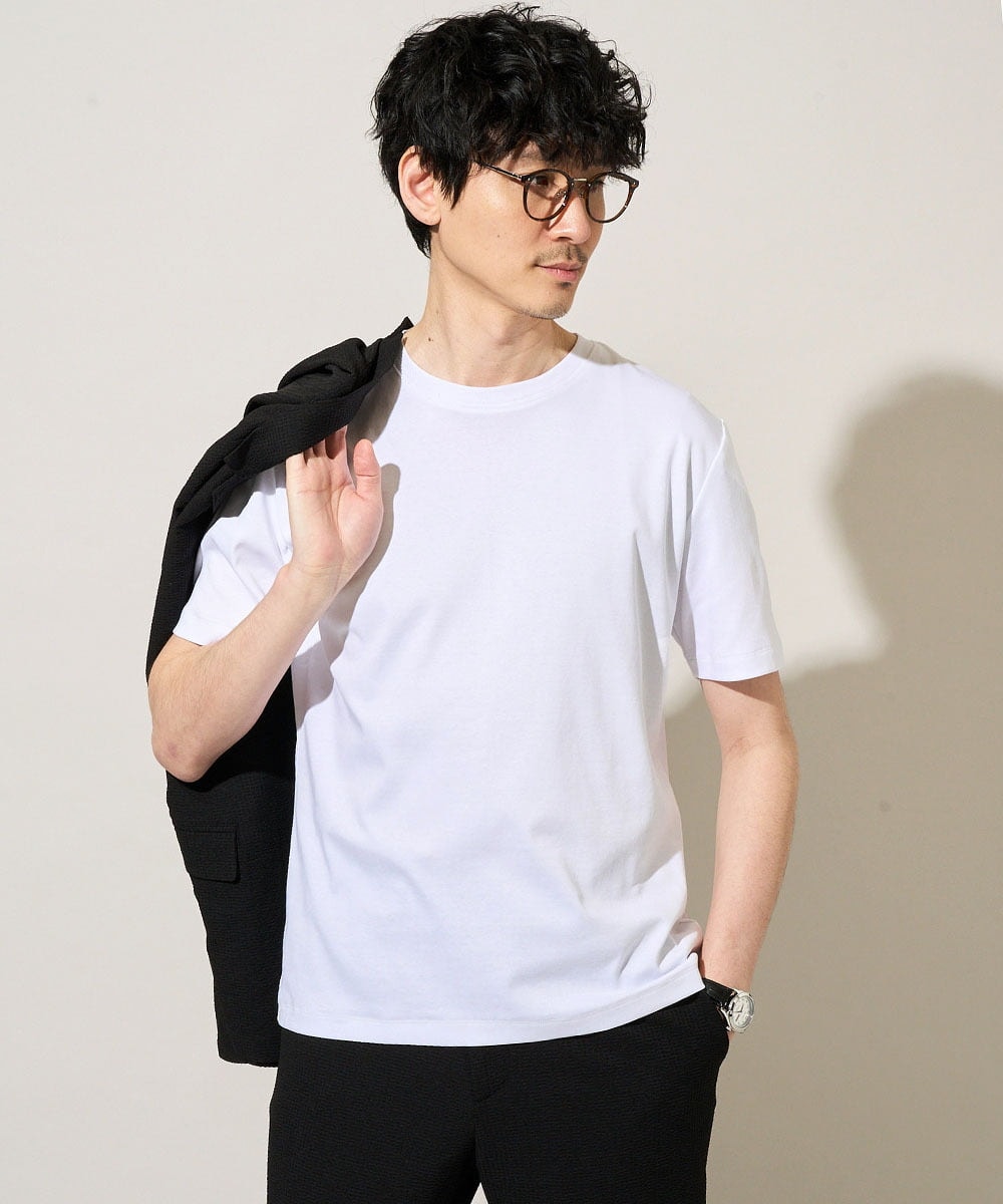 KHKGD42039 a.v.v MEN 【洗濯機で洗える/接触冷感/UVカット/毛玉になりにくい】シルケットスムースクルーネックスマートＴシャツ