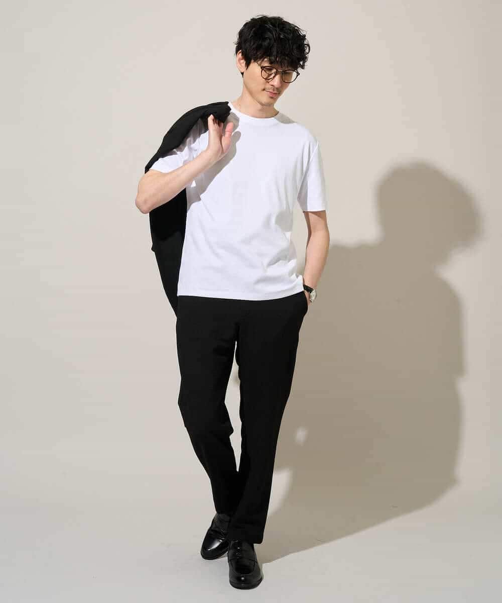 KHKGD42039 a.v.v MEN(アー・ヴェ・ヴェ) 【洗濯機で洗える/接触冷感/UVカット/毛玉になりにくい】シルケットスムースクルーネックスマートＴシャツ ダークグレー