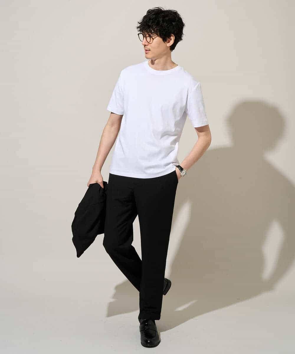 KHKGD42039 a.v.v MEN(アー・ヴェ・ヴェ) 【洗濯機で洗える/接触冷感/UVカット/毛玉になりにくい】シルケットスムースクルーネックスマートＴシャツ ダークグレー