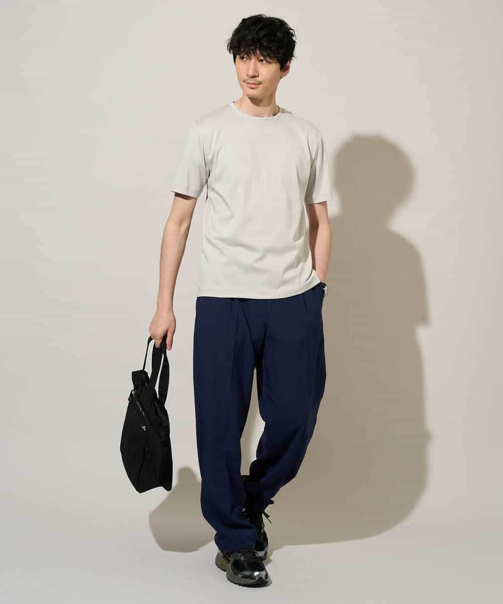 KHKGD42039 a.v.v MEN(アー・ヴェ・ヴェ) 【洗濯機で洗える/接触冷感/UVカット/毛玉になりにくい】シルケットスムースクルーネックスマートＴシャツ ダークグレー