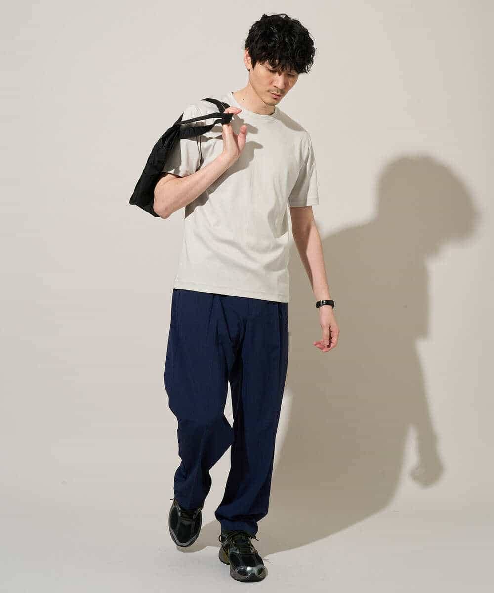 KHKGD42039 a.v.v MEN(アー・ヴェ・ヴェ) 【洗濯機で洗える/接触冷感/UVカット/毛玉になりにくい】シルケットスムースクルーネックスマートＴシャツ ダークグレー