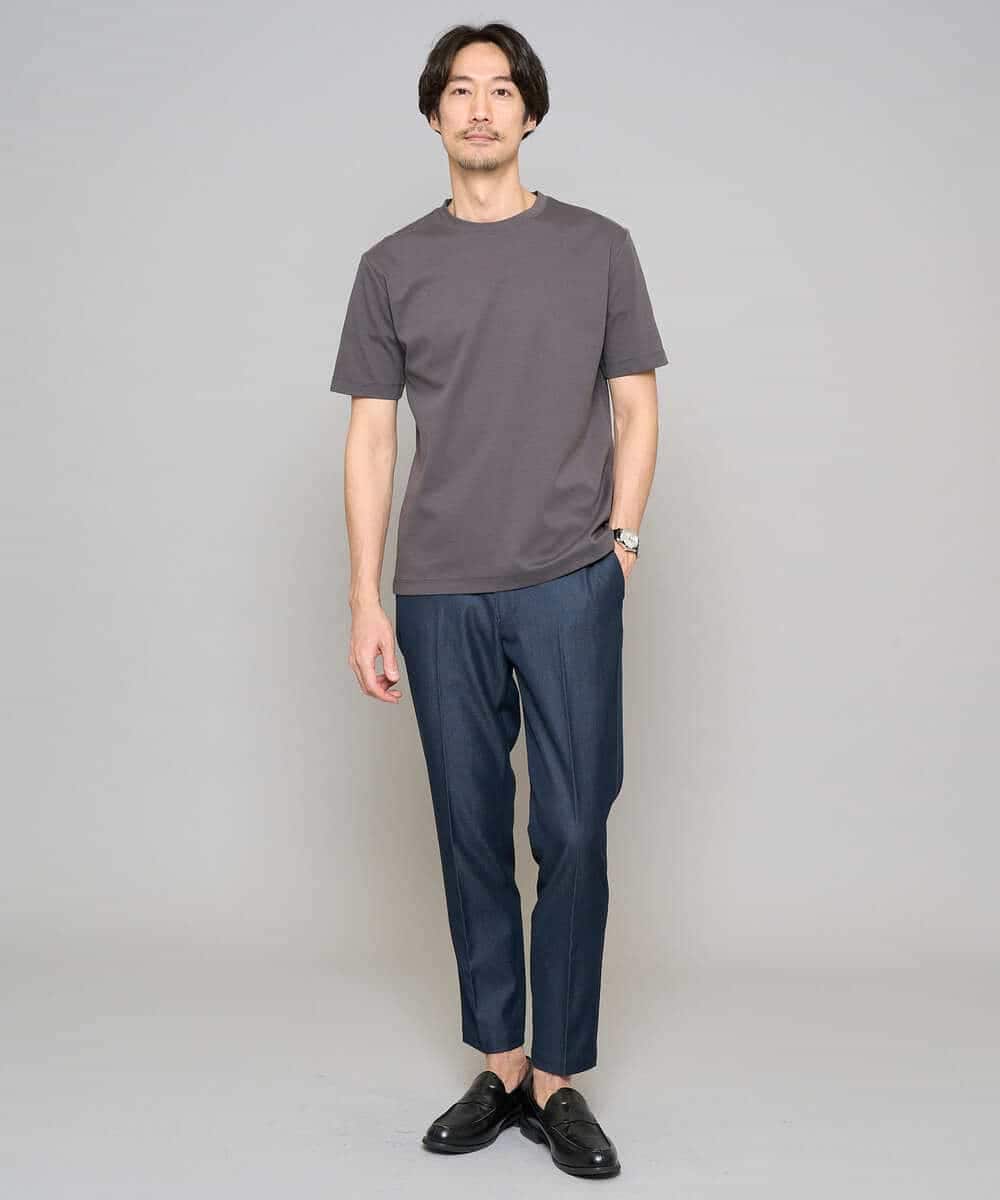 KHKGD42039 a.v.v MEN(アー・ヴェ・ヴェ) 【洗濯機で洗える/接触冷感/UVカット/毛玉になりにくい】シルケットスムースクルーネックスマートＴシャツ ダークグレー