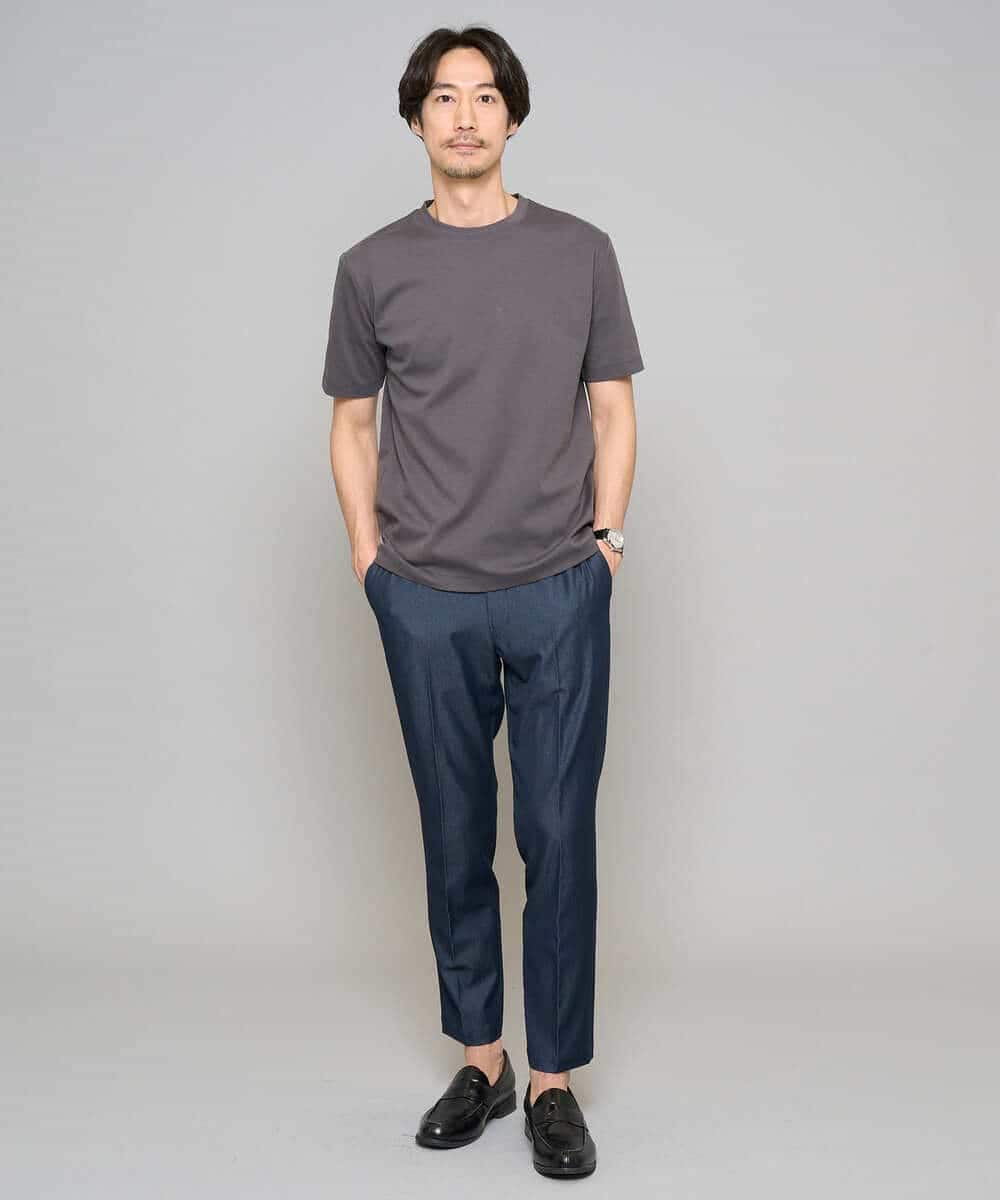 KHKGD42039 a.v.v MEN(アー・ヴェ・ヴェ) 【洗濯機で洗える/接触冷感/UVカット/毛玉になりにくい】シルケットスムースクルーネックスマートＴシャツ ダークグレー