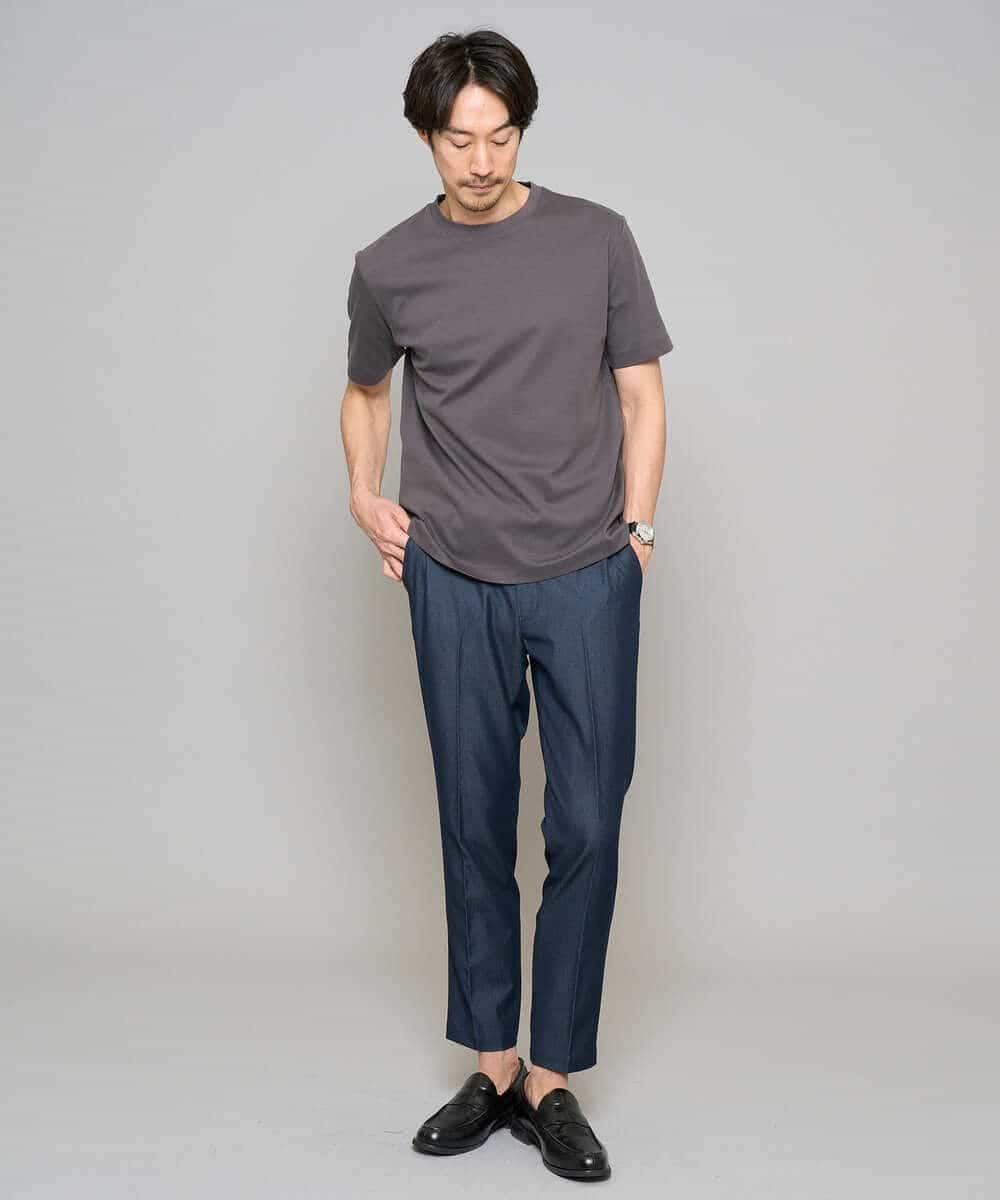 KHKGD42039 a.v.v MEN(アー・ヴェ・ヴェ) 【洗濯機で洗える/接触冷感/UVカット/毛玉になりにくい】シルケットスムースクルーネックスマートＴシャツ ダークグレー