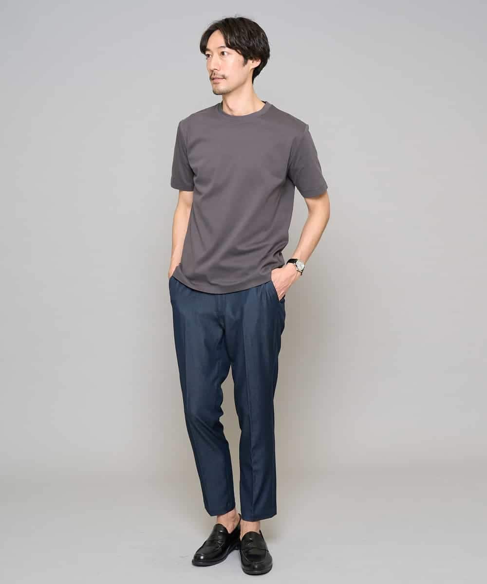 KHKGD42039 a.v.v MEN(アー・ヴェ・ヴェ) 【洗濯機で洗える/接触冷感/UVカット/毛玉になりにくい】シルケットスムースクルーネックスマートＴシャツ ダークグレー