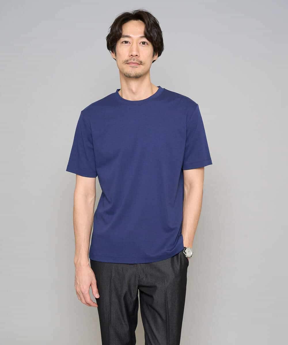 KHKGD42039 a.v.v MEN(アー・ヴェ・ヴェ) 【洗濯機で洗える/接触冷感/UVカット/毛玉になりにくい】シルケットスムースクルーネックスマートＴシャツ ダークグレー