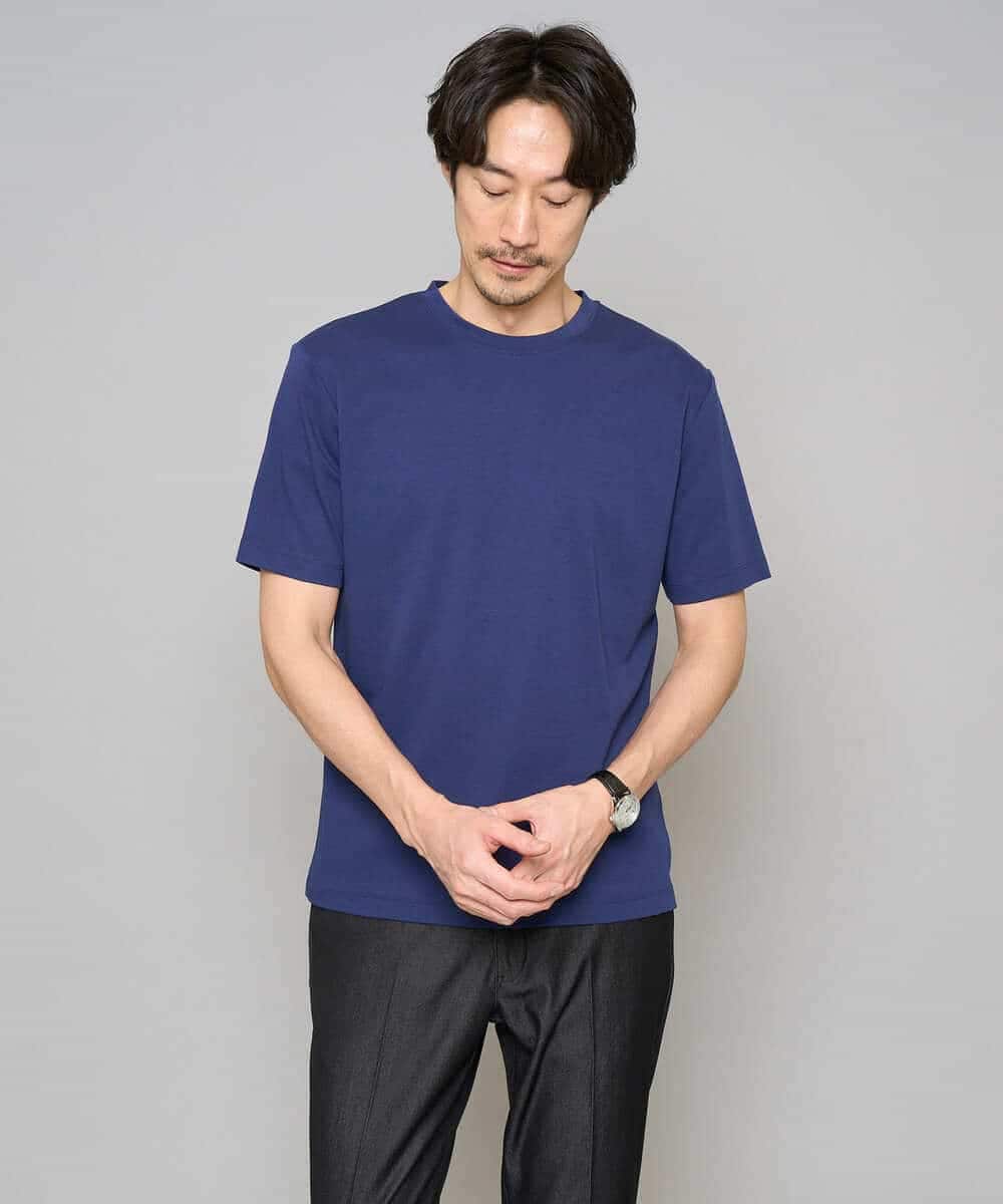 KHKGD42039 a.v.v MEN(アー・ヴェ・ヴェ) 【洗濯機で洗える/接触冷感/UVカット/毛玉になりにくい】シルケットスムースクルーネックスマートＴシャツ ダークグレー