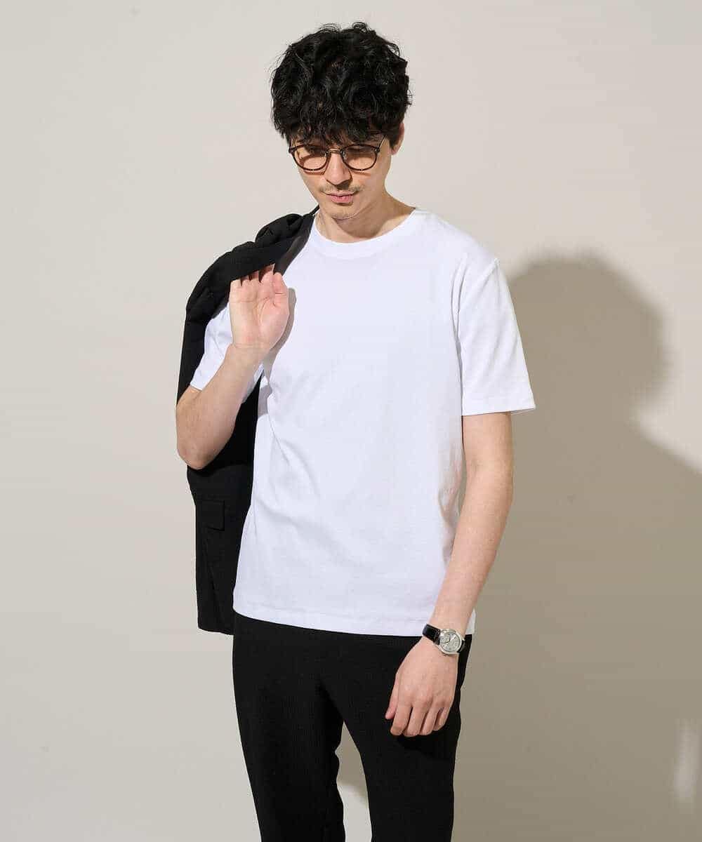 KHKGD42039 a.v.v MEN(アー・ヴェ・ヴェ) 【洗濯機で洗える/接触冷感/UVカット/毛玉になりにくい】シルケットスムースクルーネックスマートＴシャツ ダークグレー