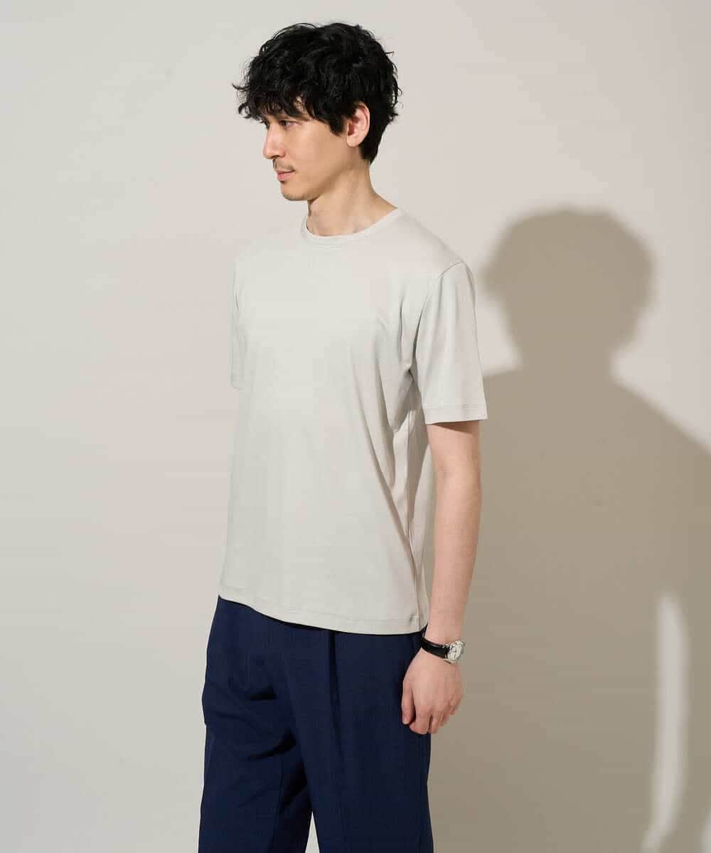 KHKGD42039 a.v.v MEN(アー・ヴェ・ヴェ) 【洗濯機で洗える/接触冷感/UVカット/毛玉になりにくい】シルケットスムースクルーネックスマートＴシャツ ダークグレー