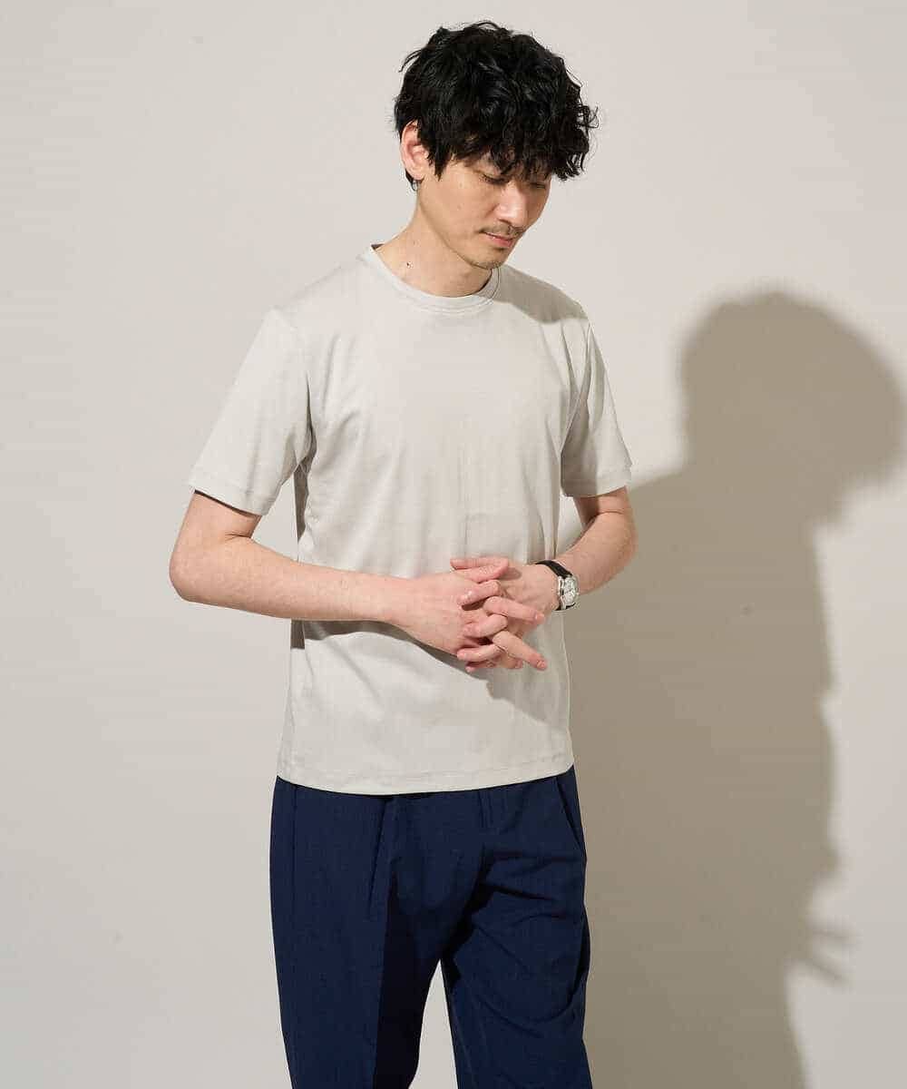 KHKGD42039 a.v.v MEN(アー・ヴェ・ヴェ) 【洗濯機で洗える/接触冷感/UVカット/毛玉になりにくい】シルケットスムースクルーネックスマートＴシャツ ダークグレー