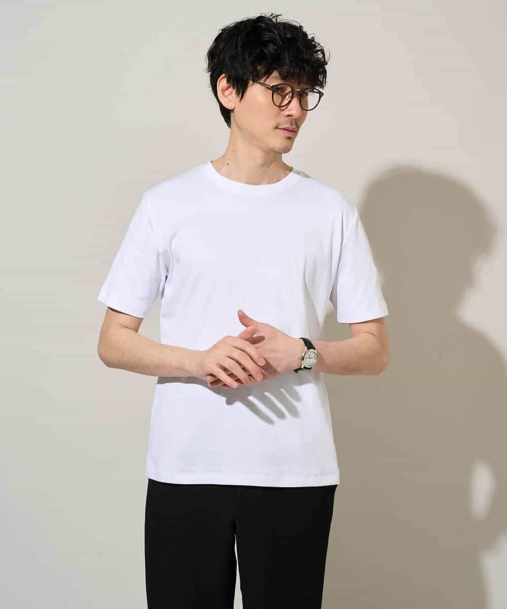 KHKGD42039 a.v.v MEN(アー・ヴェ・ヴェ) 【洗濯機で洗える/接触冷感/UVカット/毛玉になりにくい】シルケットスムースクルーネックスマートＴシャツ ダークグレー