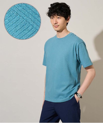 KHKGD48044 a.v.v MEN 【雑誌MonoMax5月号掲載】キカジャカードセミワイドシルエットカットソー【イージーケア/洗濯機で洗える】