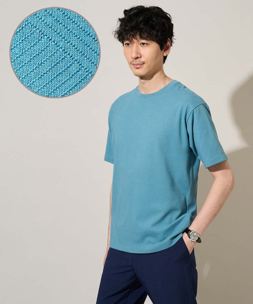 KHKGD48044 a.v.v MEN 【雑誌MonoMax5月号掲載】キカジャカードセミワイドシルエットカットソー【イージーケア/洗濯機で洗える】