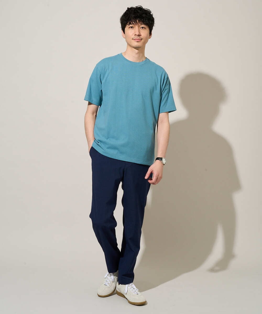 KHKGD48044 a.v.v MEN(アー・ヴェ・ヴェ) 【イージーケア/洗濯機で洗える】キカジャカードセミワイドシルエットカットソー ライトグレー