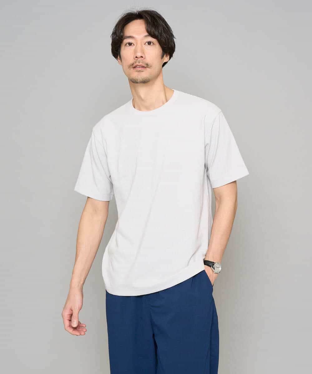 KHKGD48044 a.v.v MEN(アー・ヴェ・ヴェ) 【イージーケア/洗濯機で洗える】キカジャカードセミワイドシルエットカットソー ライトグレー