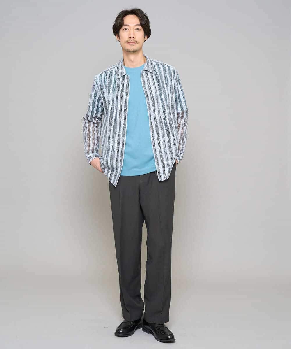 KHKGD48044 a.v.v MEN(アー・ヴェ・ヴェ) 【イージーケア/洗濯機で洗える】キカジャカードセミワイドシルエットカットソー ライトグレー