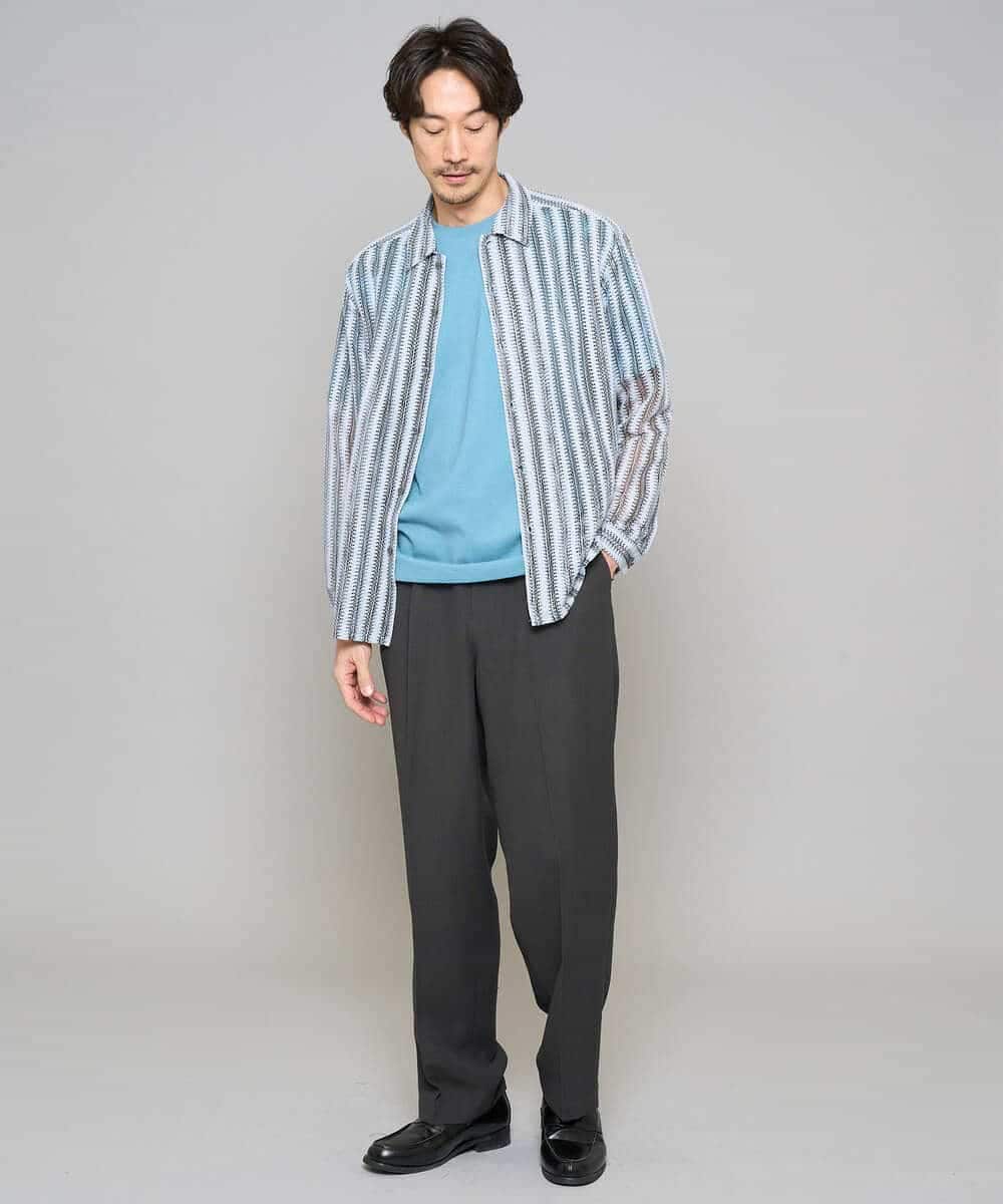 KHKGD48044 a.v.v MEN(アー・ヴェ・ヴェ) 【イージーケア/洗濯機で洗える】キカジャカードセミワイドシルエットカットソー ライトグレー