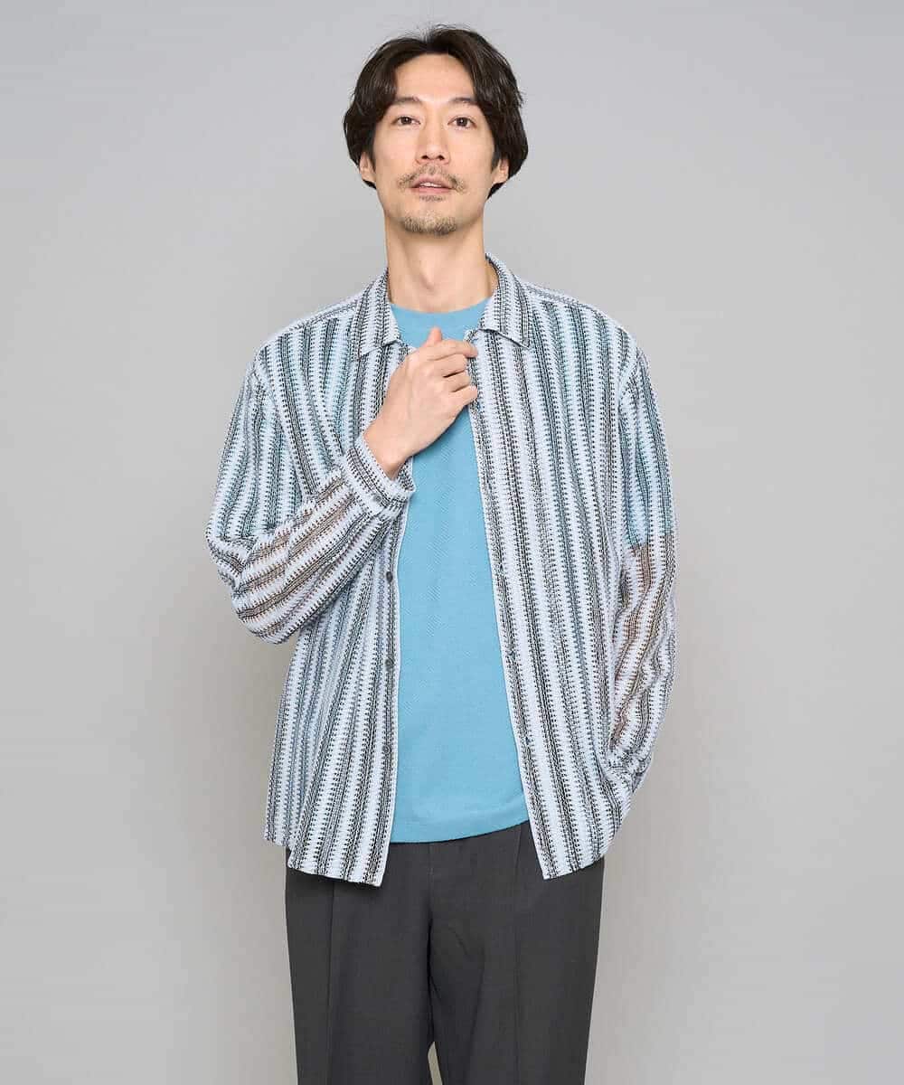 KHKGD48044 a.v.v MEN(アー・ヴェ・ヴェ) 【イージーケア/洗濯機で洗える】キカジャカードセミワイドシルエットカットソー ライトグレー