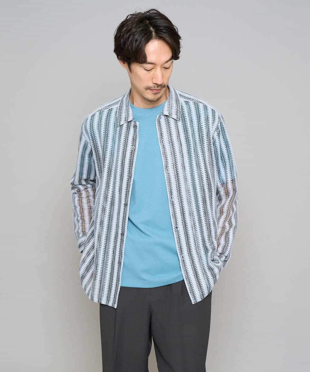 KHKGD48044 a.v.v MEN(アー・ヴェ・ヴェ) 【イージーケア/洗濯機で洗える】キカジャカードセミワイドシルエットカットソー ライトグレー