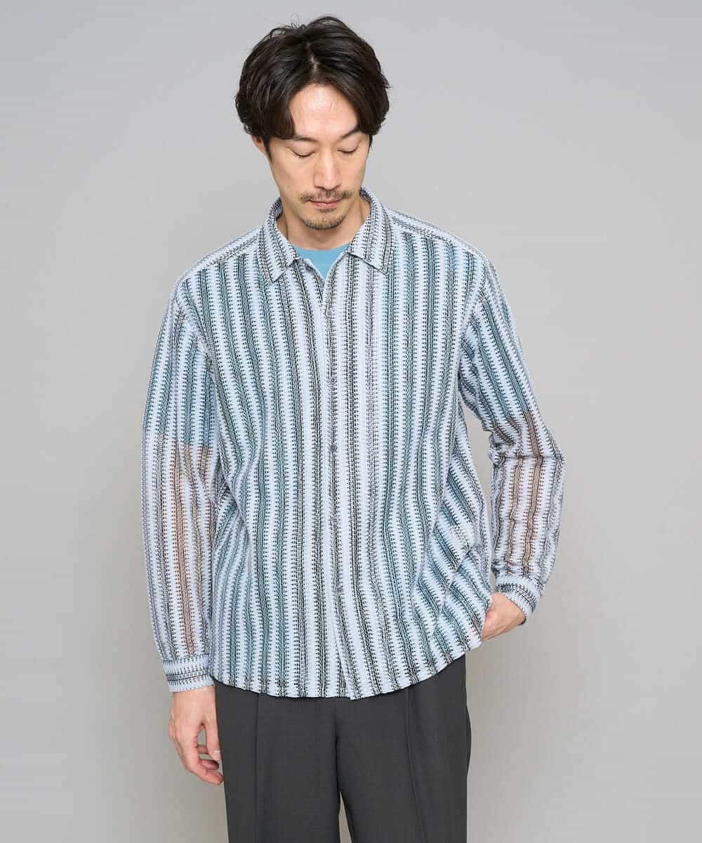 KHKGD48044 a.v.v MEN(アー・ヴェ・ヴェ) 【イージーケア/洗濯機で洗える】キカジャカードセミワイドシルエットカットソー ライトグレー