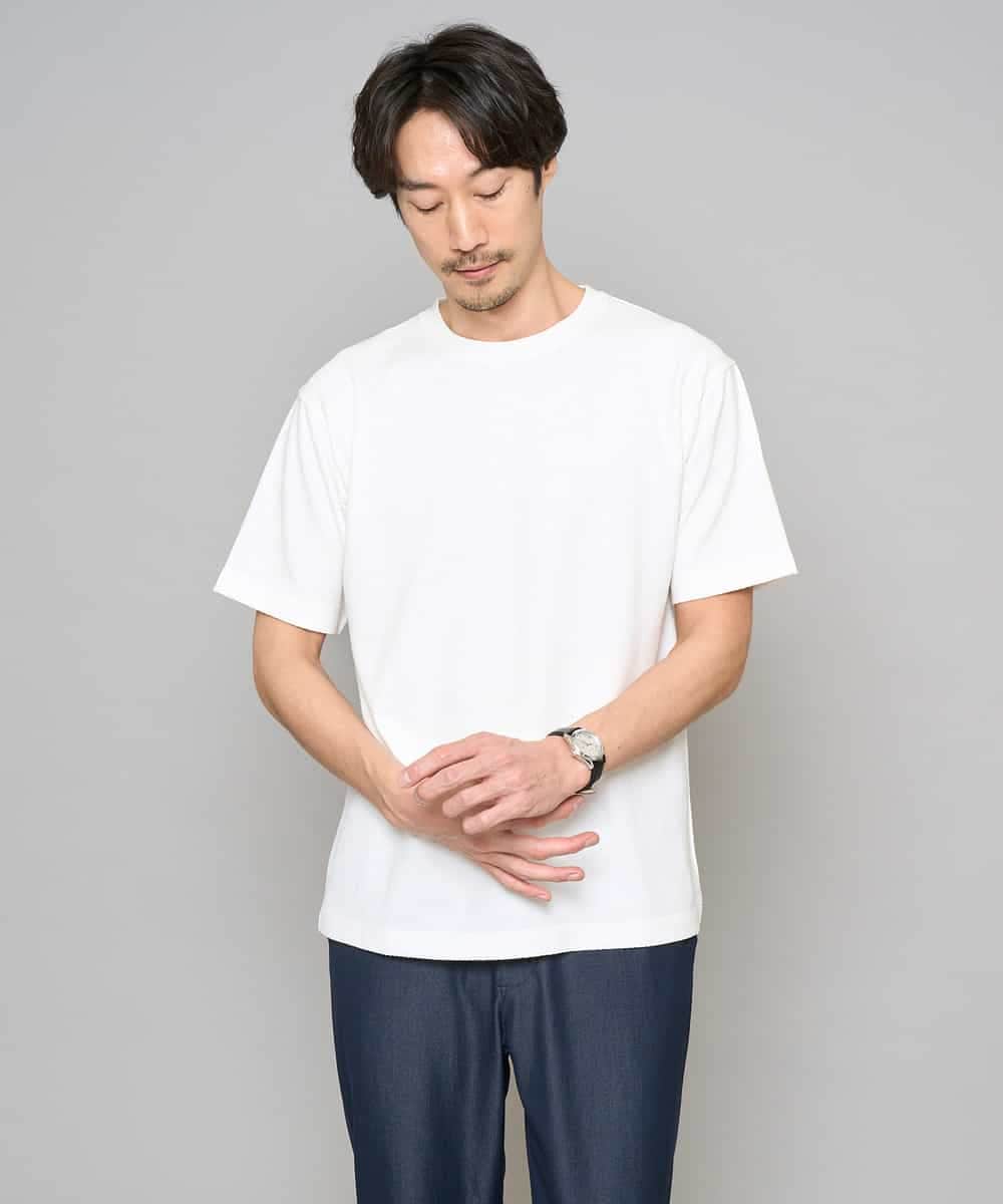 KHKGD48044 a.v.v MEN(アー・ヴェ・ヴェ) 【イージーケア/洗濯機で洗える】キカジャカードセミワイドシルエットカットソー ライトグレー