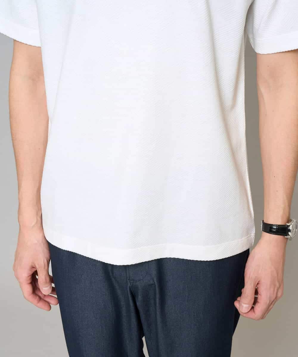 KHKGD48044 a.v.v MEN(アー・ヴェ・ヴェ) 【イージーケア/洗濯機で洗える】キカジャカードセミワイドシルエットカットソー ライトグレー