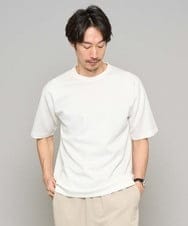 KHKGD49049 a.v.v MEN(アー・ヴェ・ヴェ) 【イージーケア/洗濯機で洗える/接触冷感】フォーマルジャカードセミワイドシルエットカットソー ホワイト