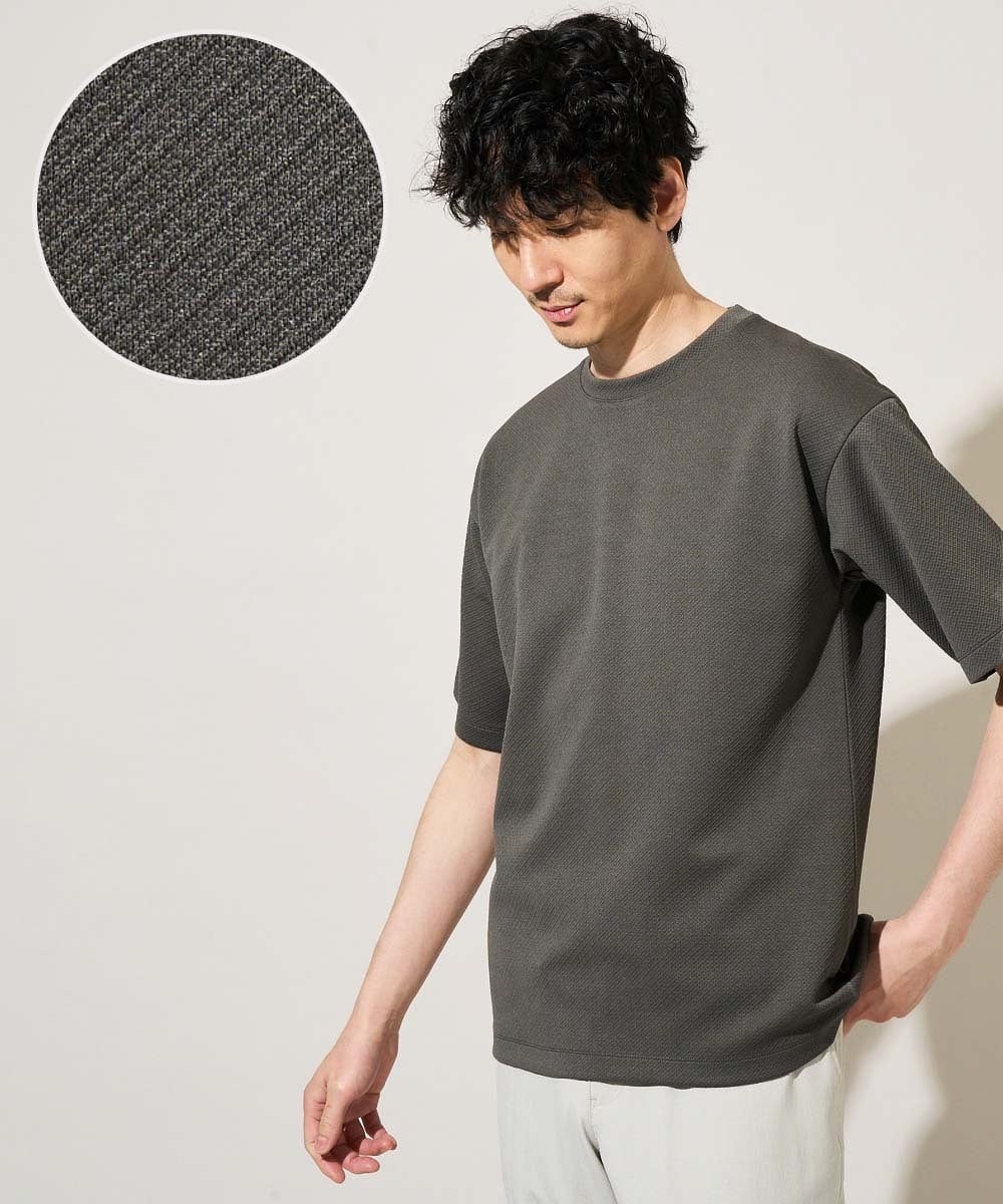 KHKGD49049 a.v.v MEN 【イージーケア/洗濯機で洗える/接触冷感】フォーマルジャカードセミワイドシルエットカットソー