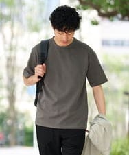 KHKGD49049 a.v.v MEN(アー・ヴェ・ヴェ) 【接触冷感/イージーケア/洗濯機で洗える】フォーマルジャカードセミワイドシルエットカットソー ダークグレー