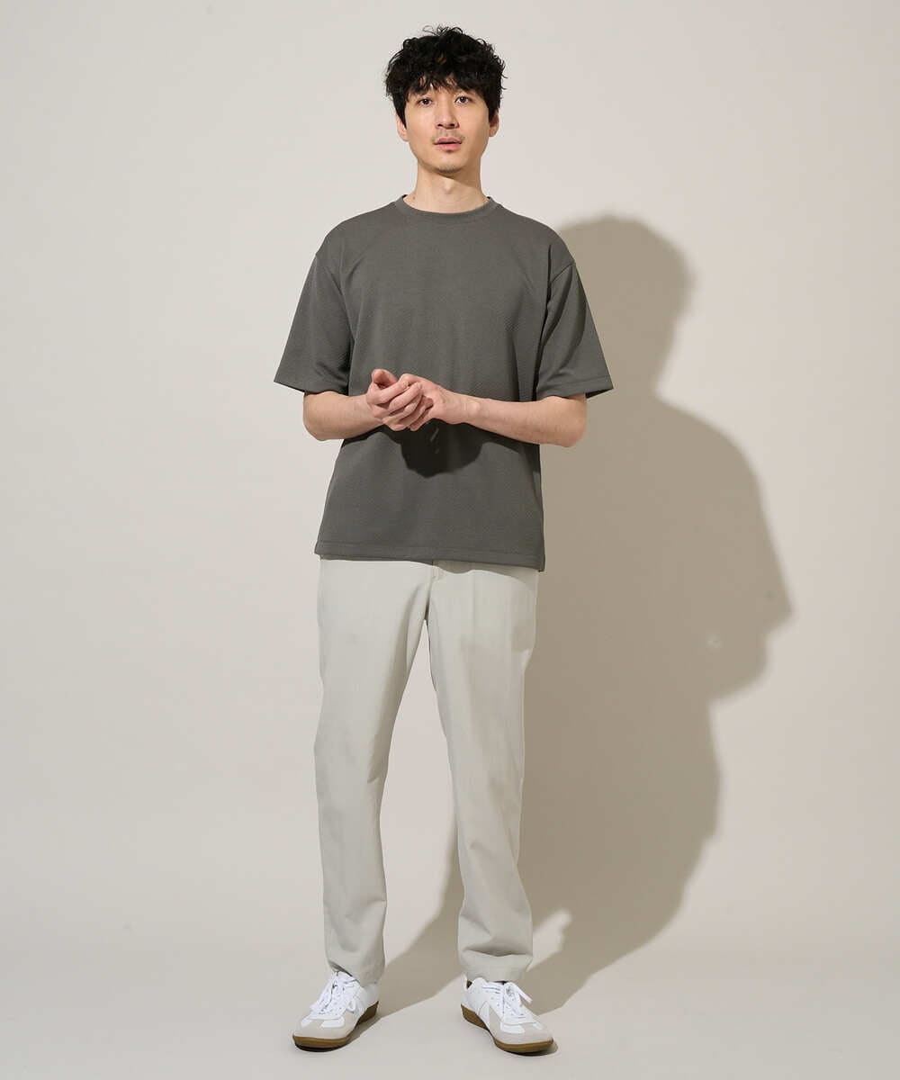 KHKGD49049 a.v.v MEN(アー・ヴェ・ヴェ) 【イージーケア/洗濯機で洗える/接触冷感】フォーマルジャカードセミワイドシルエットカットソー ブラック