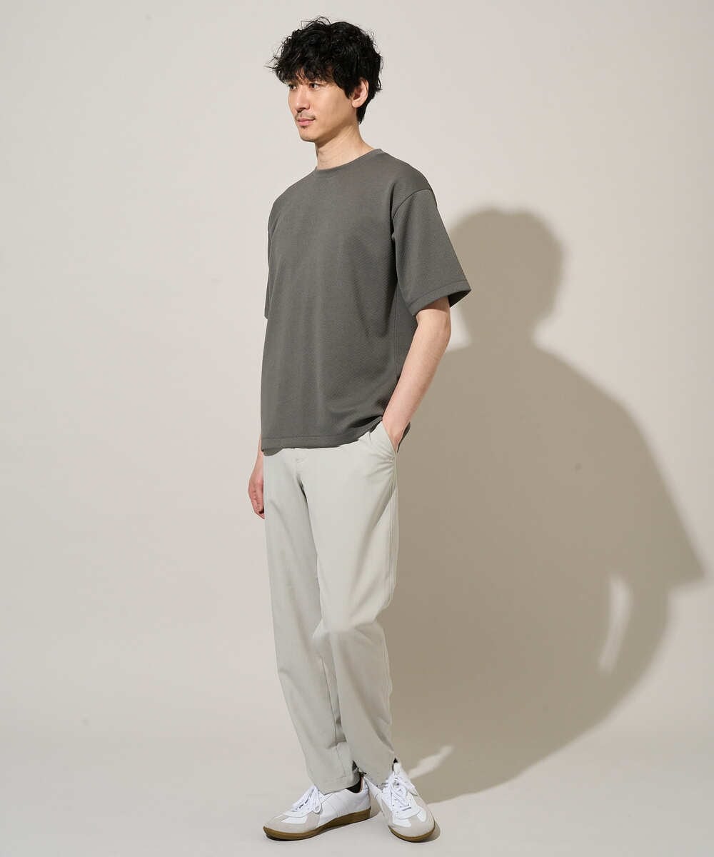 KHKGD49049 a.v.v MEN(アー・ヴェ・ヴェ) 【イージーケア/洗濯機で洗える/接触冷感】フォーマルジャカードセミワイドシルエットカットソー ブラック