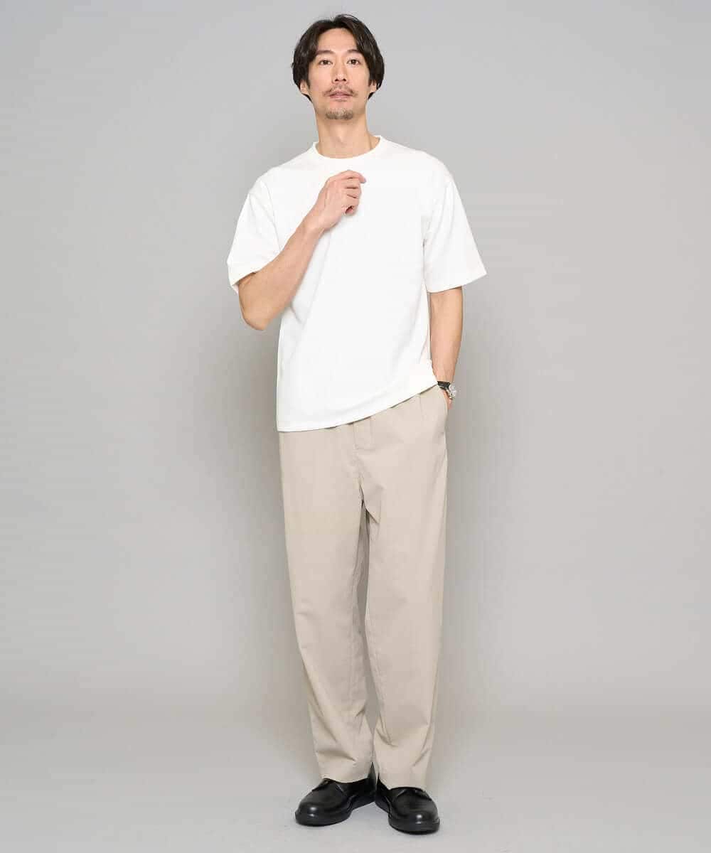 KHKGD49049 a.v.v MEN(アー・ヴェ・ヴェ) 【イージーケア/洗濯機で洗える/接触冷感】フォーマルジャカードセミワイドシルエットカットソー ブラック