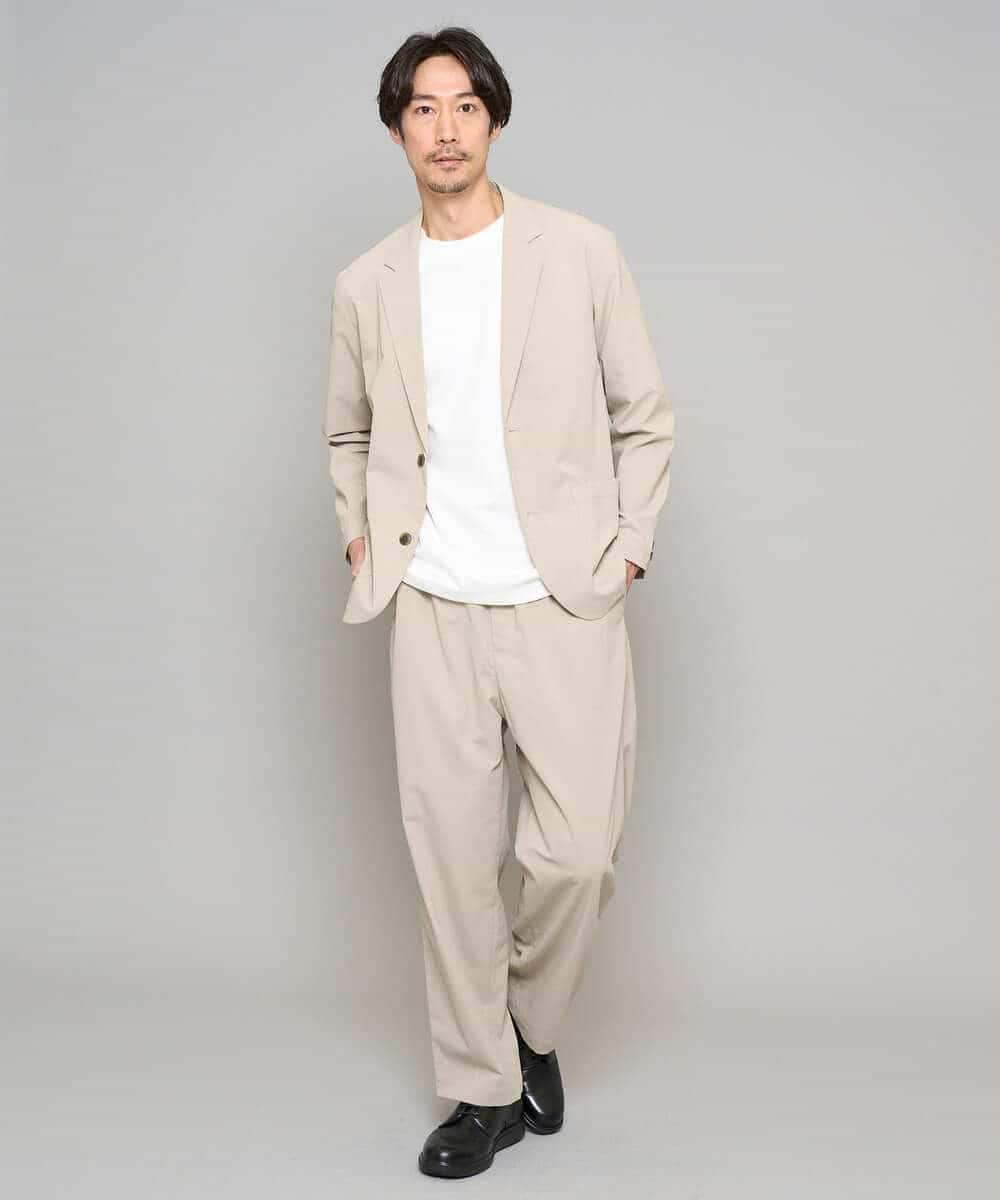 KHKGD49049 a.v.v MEN(アー・ヴェ・ヴェ) 【イージーケア/洗濯機で洗える/接触冷感】フォーマルジャカードセミワイドシルエットカットソー ブラック