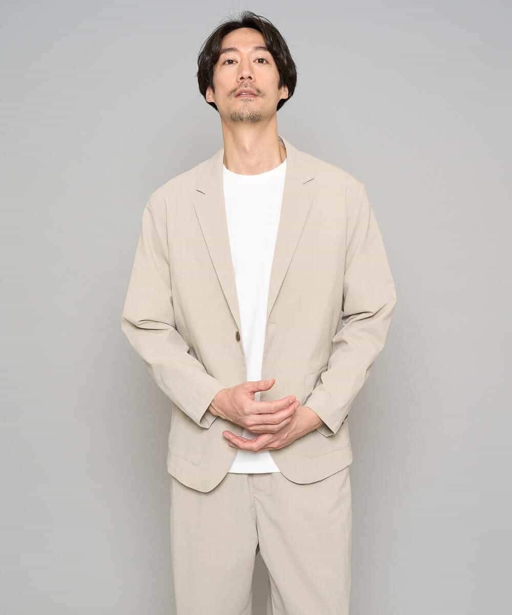 KHKGD49049 a.v.v MEN(アー・ヴェ・ヴェ) 【イージーケア/洗濯機で洗える/接触冷感】フォーマルジャカードセミワイドシルエットカットソー ブラック