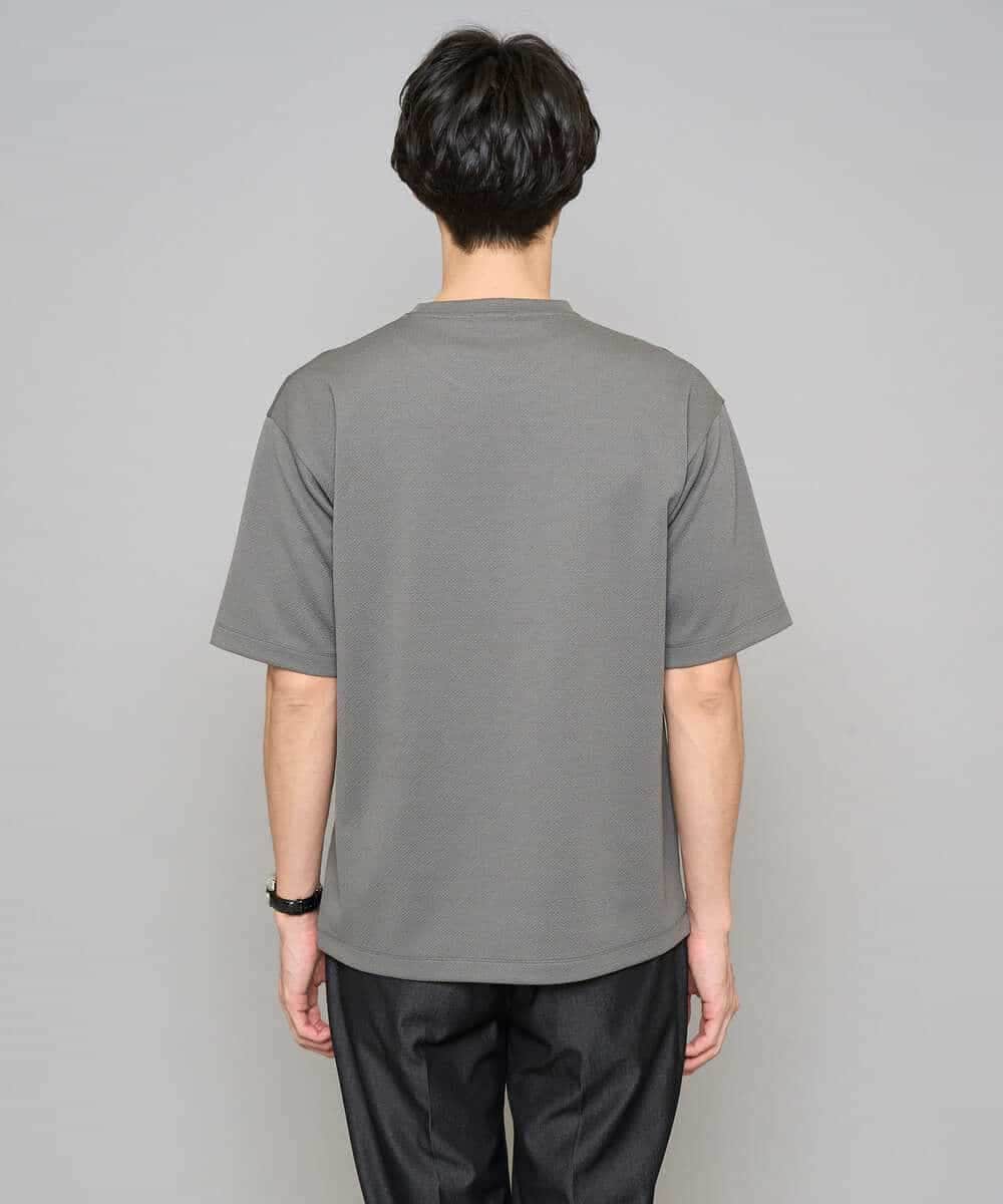 KHKGD49049 a.v.v MEN(アー・ヴェ・ヴェ) 【イージーケア/洗濯機で洗える/接触冷感】フォーマルジャカードセミワイドシルエットカットソー ブラック