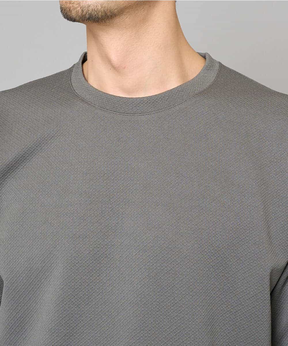 KHKGD49049 a.v.v MEN(アー・ヴェ・ヴェ) 【イージーケア/洗濯機で洗える/接触冷感】フォーマルジャカードセミワイドシルエットカットソー ブラック