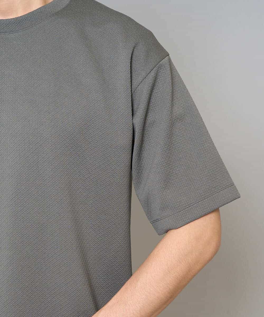 KHKGD49049 a.v.v MEN(アー・ヴェ・ヴェ) 【イージーケア/洗濯機で洗える/接触冷感】フォーマルジャカードセミワイドシルエットカットソー ブラック