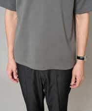 KHKGD49049 a.v.v MEN(アー・ヴェ・ヴェ) 【イージーケア/洗濯機で洗える/接触冷感】フォーマルジャカードセミワイドシルエットカットソー ブラック