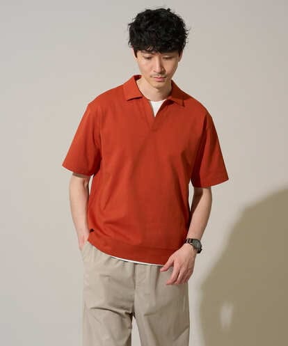 KHKGD51064 a.v.v MEN 【イージーケア/洗濯機で洗える/接触冷感/毛玉になりにくい】ダブルフェイスワイドシルエットスキッパーポロ