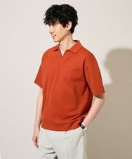 KHKGD51064 a.v.v MEN(アー・ヴェ・ヴェ) 【イージーケア/洗濯機で洗える/接触冷感/毛玉になりにくい】ダブルフェイスワイドシルエットスキッパーポロ オレンジ