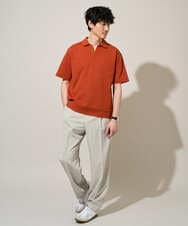 KHKGD51064 a.v.v MEN(アー・ヴェ・ヴェ) 【イージーケア/洗濯機で洗える/接触冷感/毛玉になりにくい】ダブルフェイスワイドシルエットスキッパーポロ オレンジ