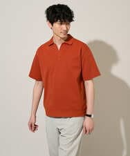 KHKGD51064 a.v.v MEN(アー・ヴェ・ヴェ) 【イージーケア/洗濯機で洗える/接触冷感/毛玉になりにくい】ダブルフェイスワイドシルエットスキッパーポロ オレンジ